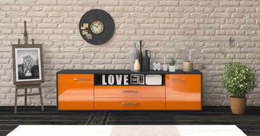 Lowboard Armanda, Orange Front (180x49x35cm) - Stil.Zeit Möbel GmbH