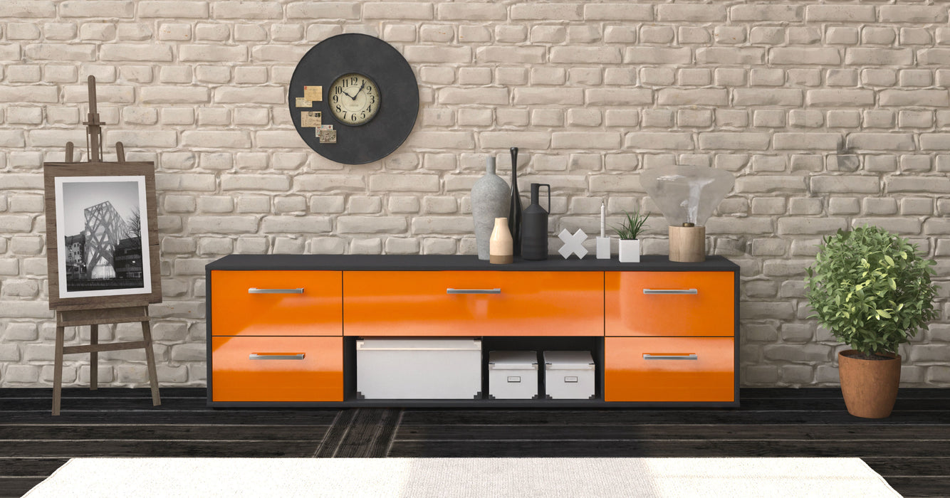 Lowboard Babetta, Orange Front (180x49x35cm) - Stil.Zeit Möbel GmbH