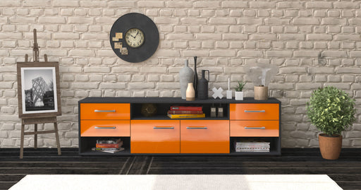 Lowboard Barbara, Orange Front (180x49x35cm) - Stil.Zeit Möbel GmbH