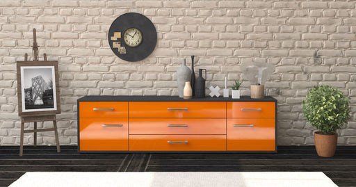 Lowboard Benita, Orange Front (180x49x35cm) - Stil.Zeit Möbel GmbH