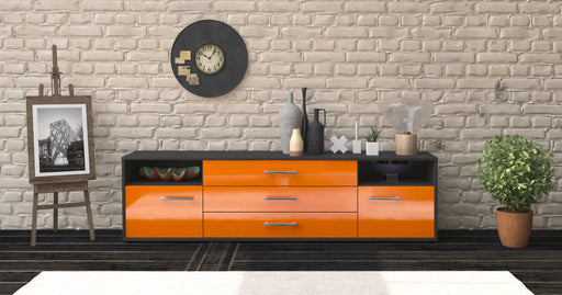 Lowboard Bettina, Orange Front (180x49x35cm) - Stil.Zeit Möbel GmbH