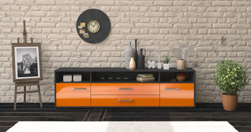Lowboard Biancaneve, Orange Front (180x49x35cm) - Stil.Zeit Möbel GmbH