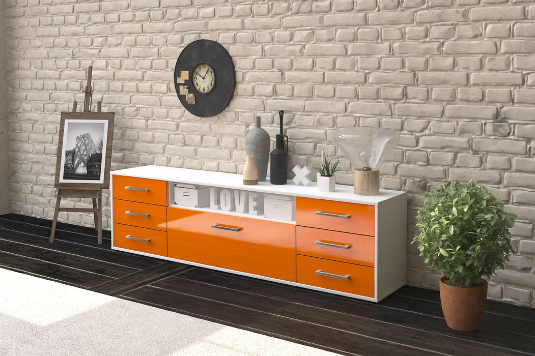 Lowboard Beatrice, Orange Seite (180x49x35cm) - Stil.Zeit Möbel GmbH