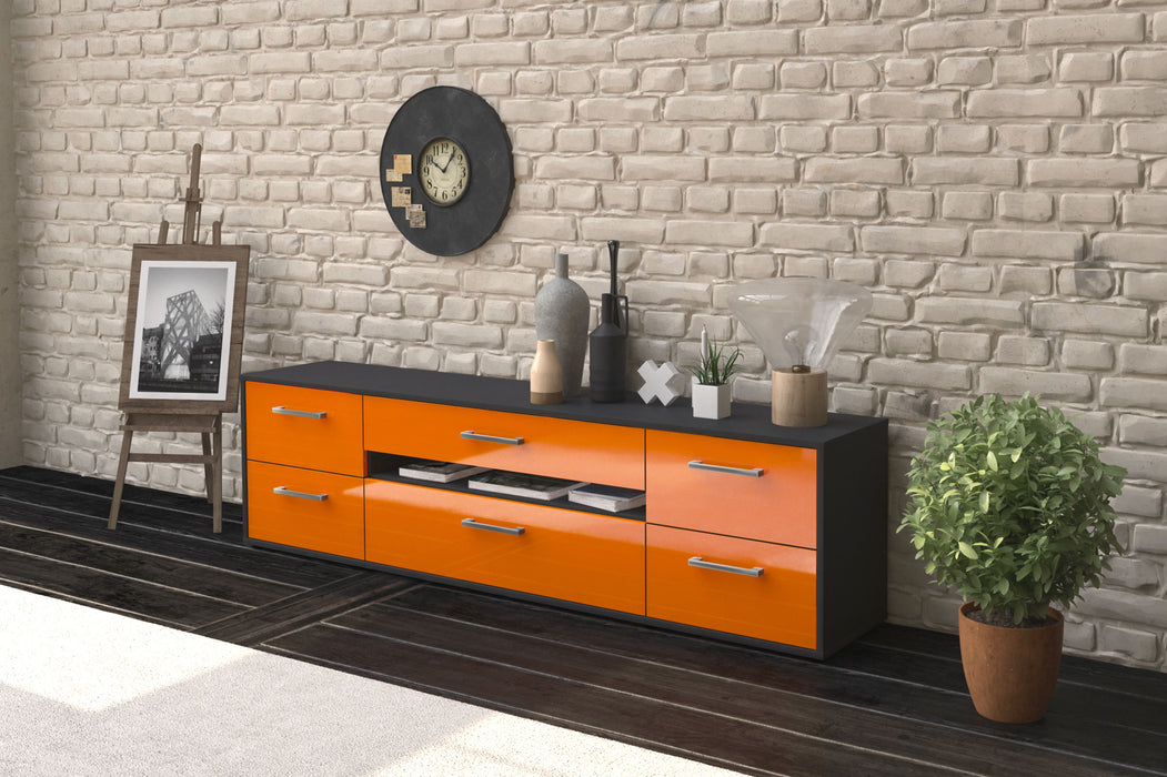 Lowboard Bjonda, Orange Seite (180x49x35cm) - Stil.Zeit Möbel GmbH