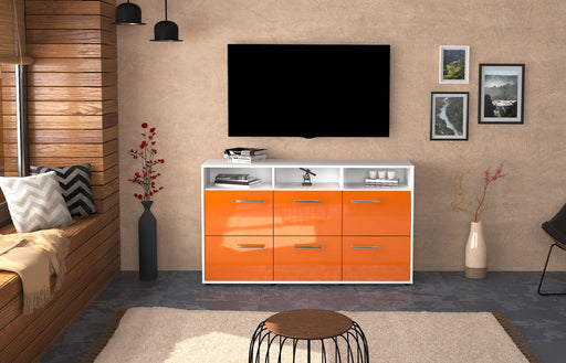Sideboard Dilara, Orange Front ( 136x79x35cm) - Stil.Zeit Möbel GmbH