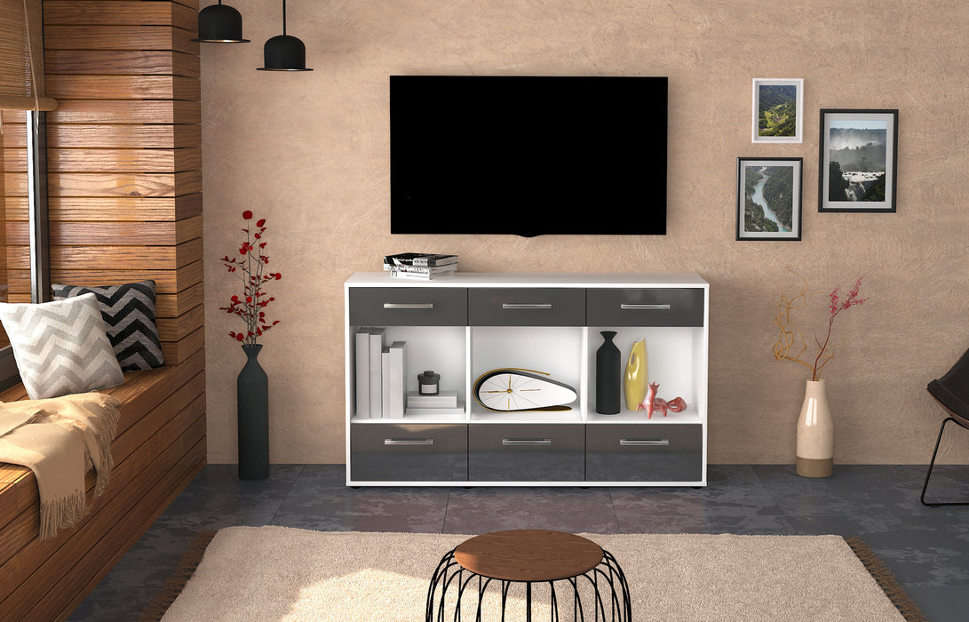 Sideboard Egizia, Grau Front ( 136x79x35cm) - Stil.Zeit Möbel GmbH