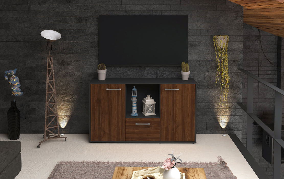 Sideboard Dhonna, Walnuss Front (136x79x35cm) - Stil.Zeit Möbel GmbH