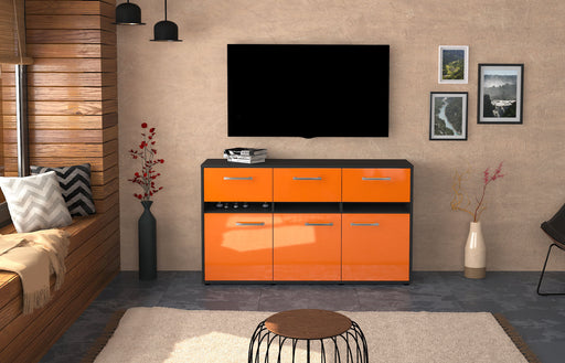 Sideboard Dorinde, Orange Front (136x79x35cm) - Stil.Zeit Möbel GmbH
