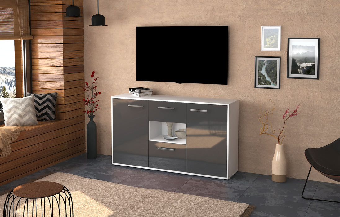 Sideboard Denise, Grau Seite ( 136x79x35cm) - Stil.Zeit Möbel GmbH