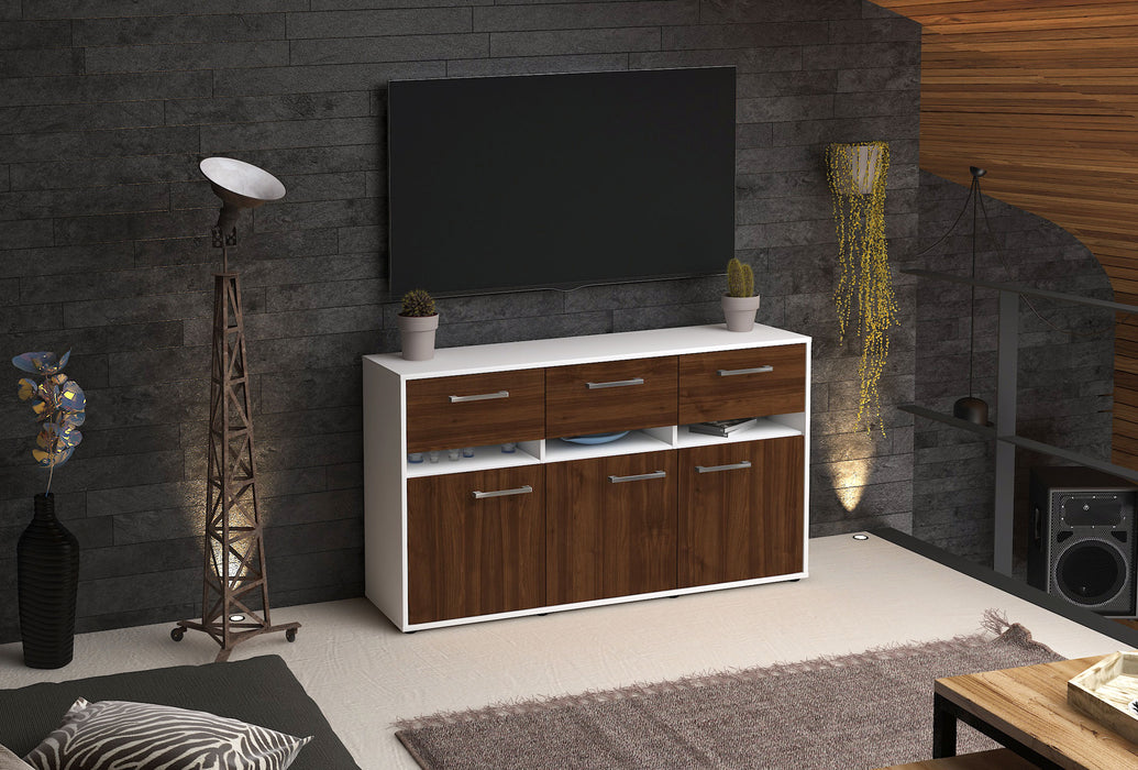 Sideboard Dorinde, Walnuss Seite ( 136x79x35cm) - Stil.Zeit Möbel GmbH