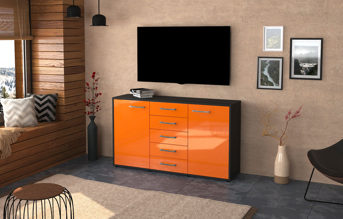 Sideboard Dorelly, Orange Seite (136x79x35cm) - Stil.Zeit Möbel GmbH