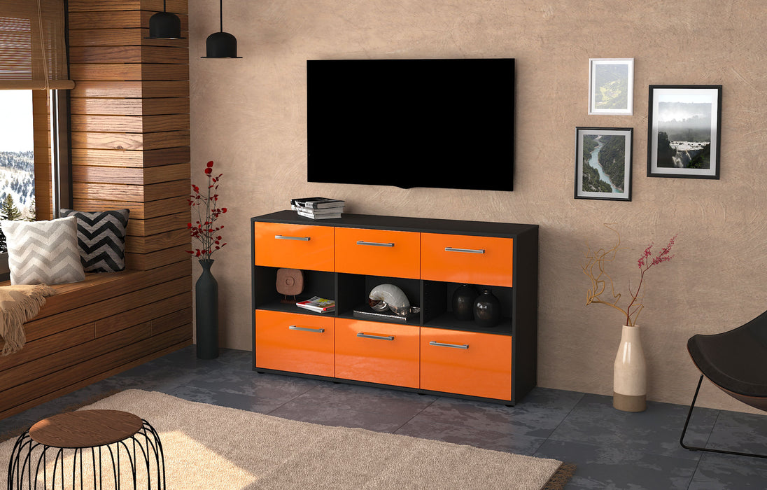 Sideboard Dorett, Orange Seite (136x79x35cm) - Stil.Zeit Möbel GmbH