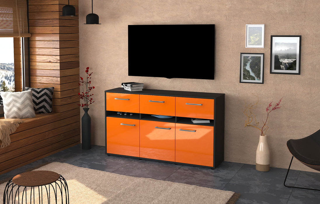Sideboard Dorinde, Orange Seite (136x79x35cm) - Stil.Zeit Möbel GmbH