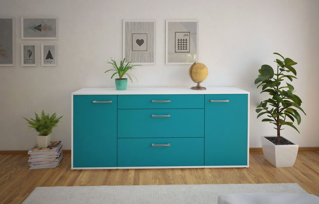 Sideboard Eleonora, Tuerkis Front (180x79x35cm) - Stil.Zeit Möbel GmbH