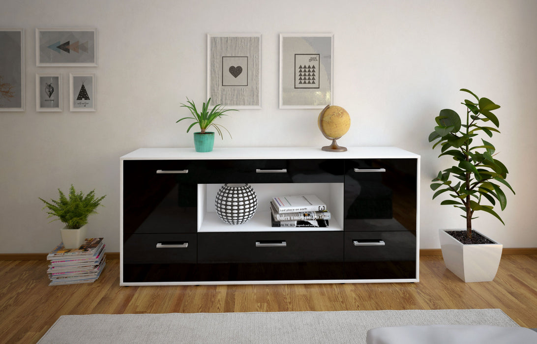 Sideboard Elodie, Schwarz Front (180x79x35cm) - Stil.Zeit Möbel GmbH