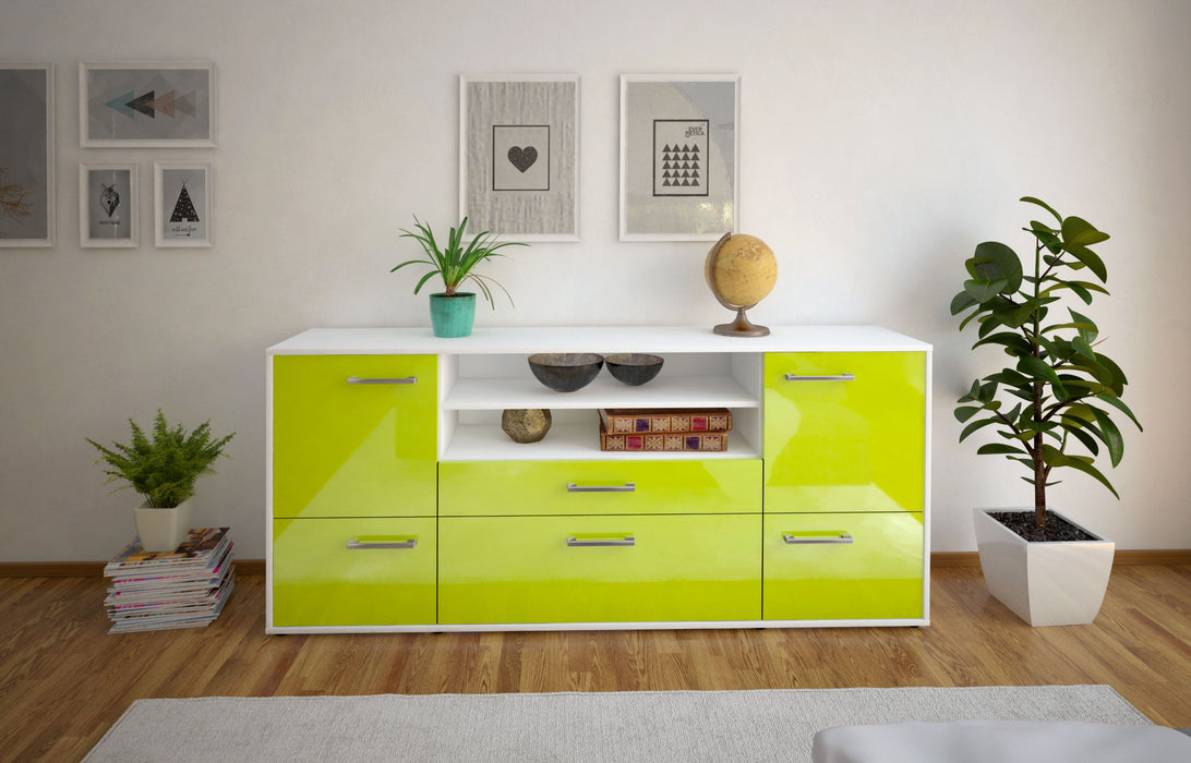 Sideboard Eluana, Gruen Front (180x79x35cm) - Stil.Zeit Möbel GmbH