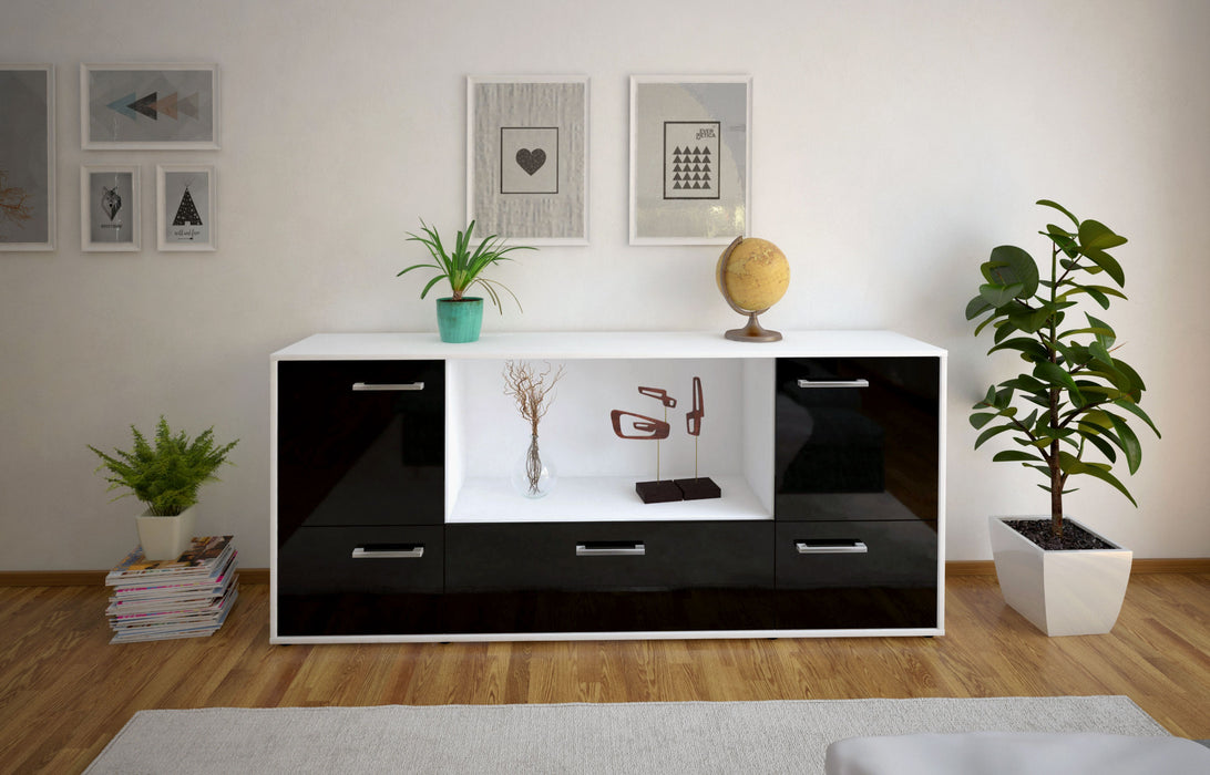 Sideboard Elvezia, Schwarz Front (180x79x35cm) - Stil.Zeit Möbel GmbH