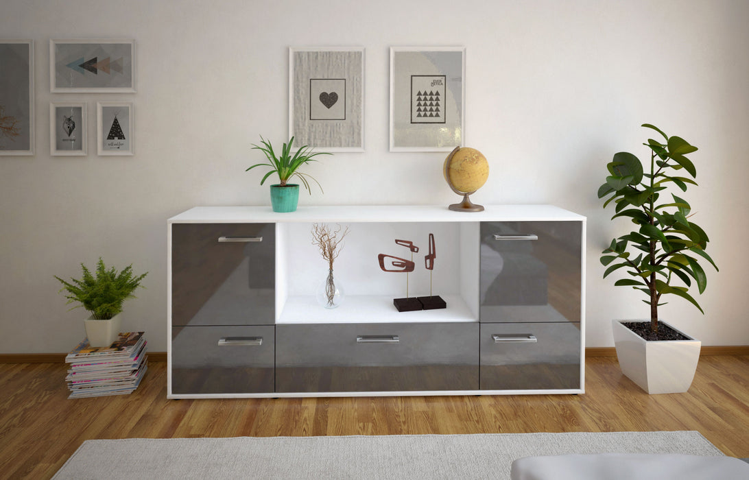 Sideboard Elvezia, Grau Front (180x79x35cm) - Stil.Zeit Möbel GmbH