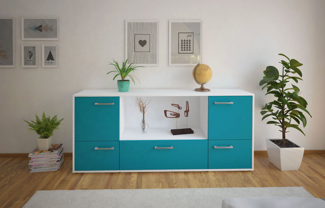 Sideboard Elvezia, Tuerkis Front (180x79x35cm) - Stil.Zeit Möbel GmbH