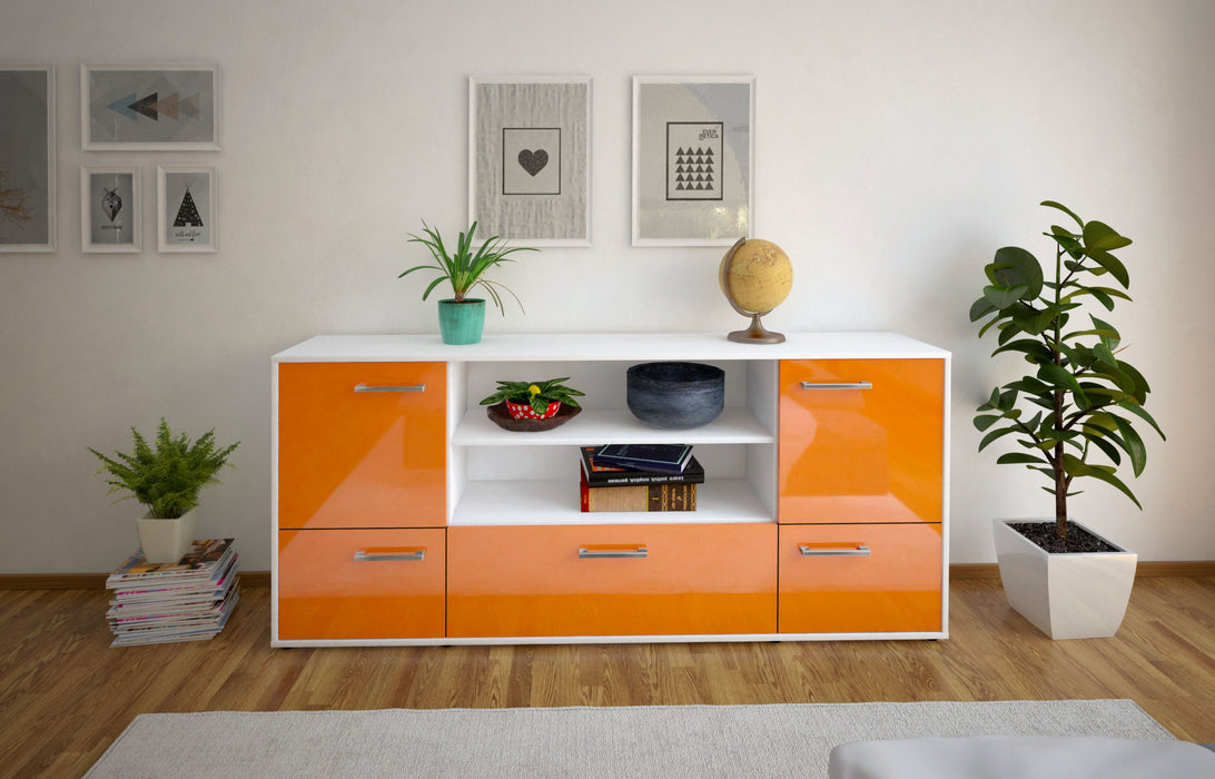 Sideboard Emanuela, Orange Front (180x79x35cm) - Stil.Zeit Möbel GmbH
