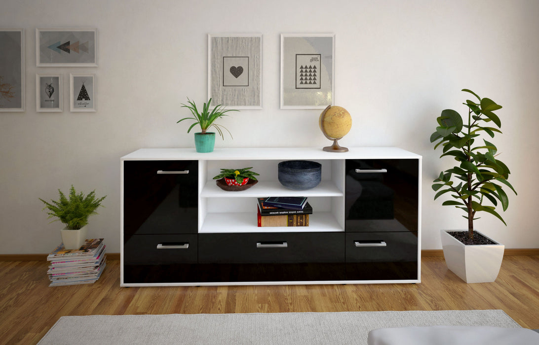 Sideboard Emanuela, Schwarz Front (180x79x35cm) - Stil.Zeit Möbel GmbH