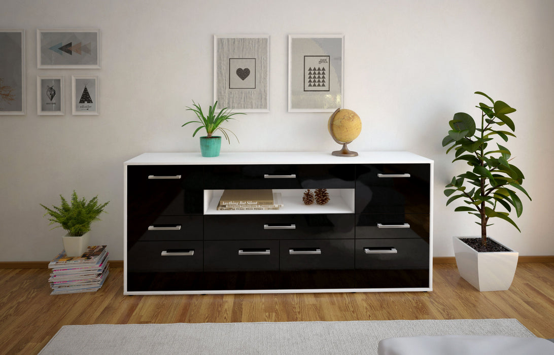 Sideboard Emerelda, Schwarz Front (180x79x35cm) - Stil.Zeit Möbel GmbH