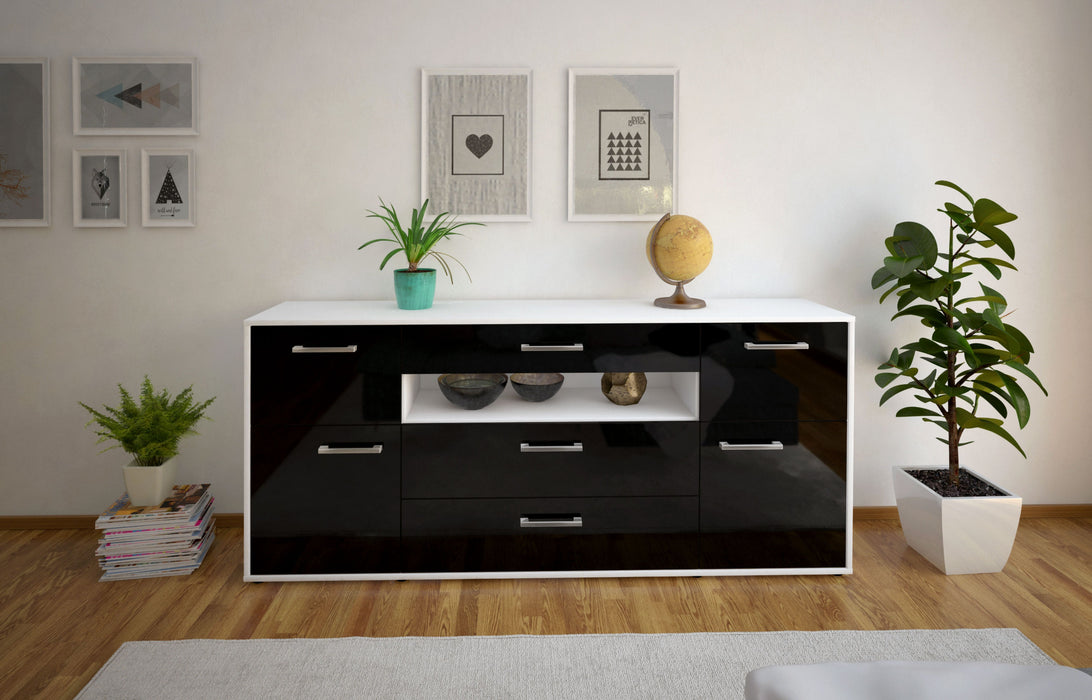 Sideboard Emma, Schwarz Front (180x79x35cm) - Stil.Zeit Möbel GmbH