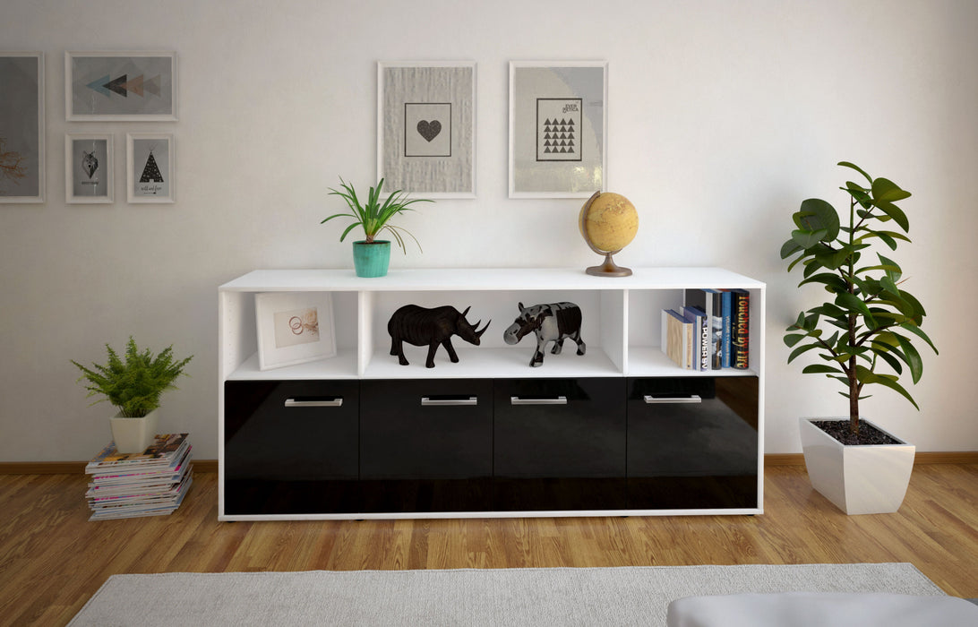 Sideboard Enrica, Schwarz Front (180x79x35cm) - Stil.Zeit Möbel GmbH