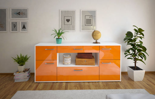 Sideboard Fabiola, Orange Front (180x79x35cm) - Stil.Zeit Möbel GmbH