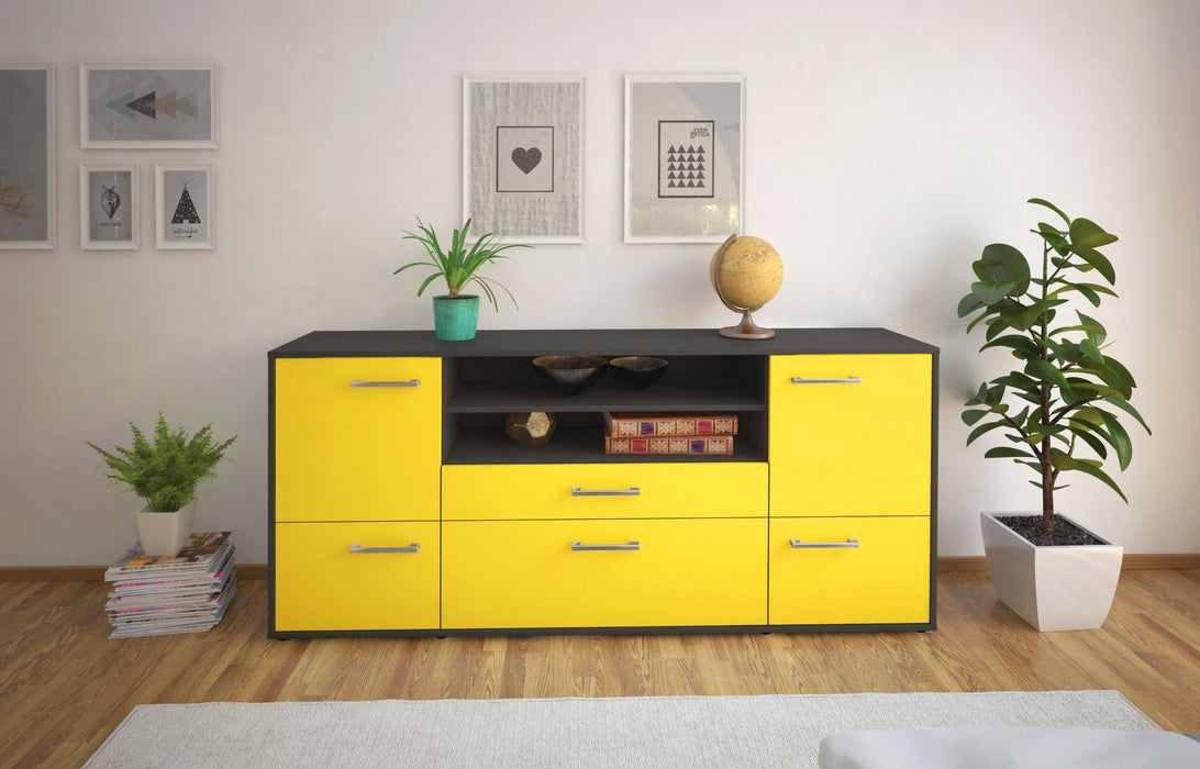 Sideboard Eluana, Gelb Front (180x79x35cm) - Stil.Zeit Möbel GmbH