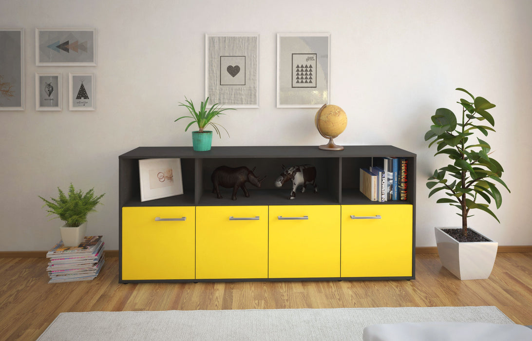 Sideboard Enrica, Gelb Front (180x79x35cm) - Stil.Zeit Möbel GmbH