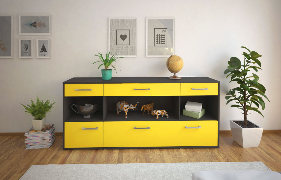 Sideboard Fabiana, Gelb Front (180x79x35cm) - Stil.Zeit Möbel GmbH