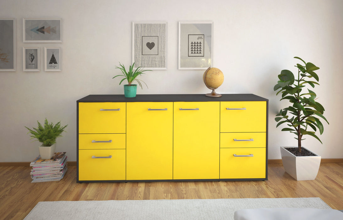 Sideboard Gemma, Gelb Front (180x79x35cm) - Stil.Zeit Möbel GmbH