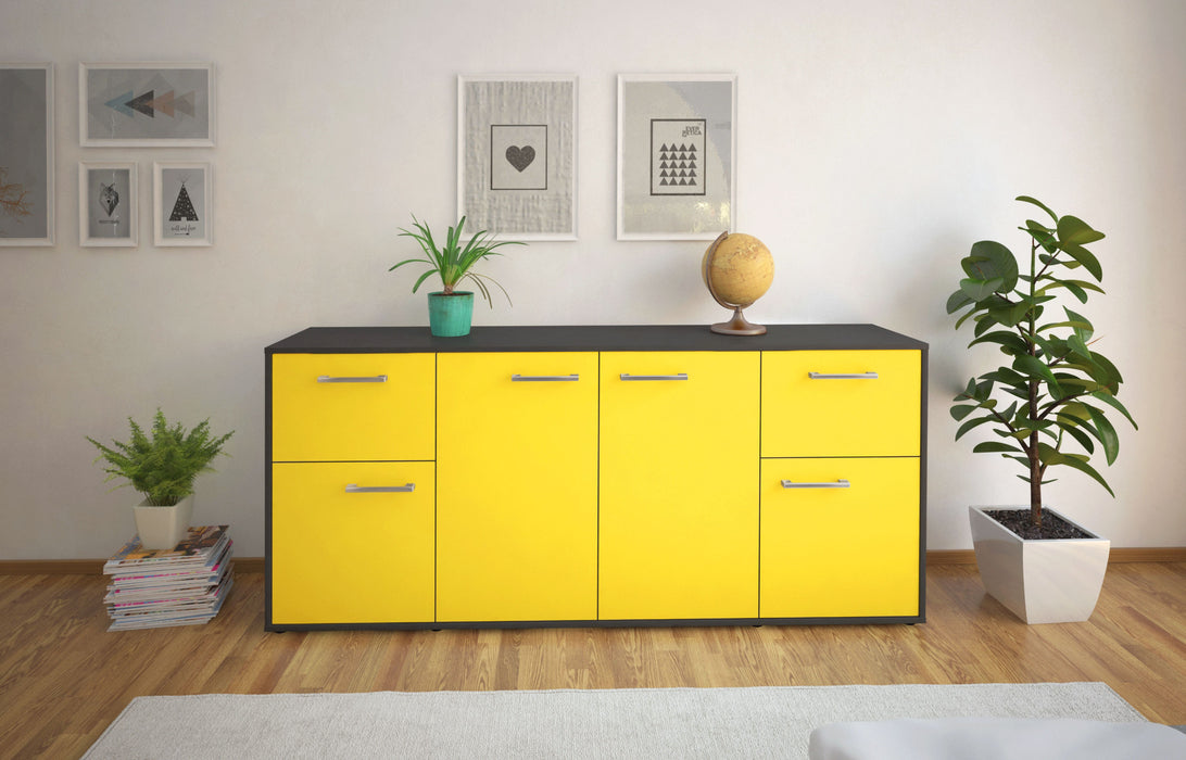 Sideboard Georgina, Gelb Front (180x79x35cm) - Stil.Zeit Möbel GmbH