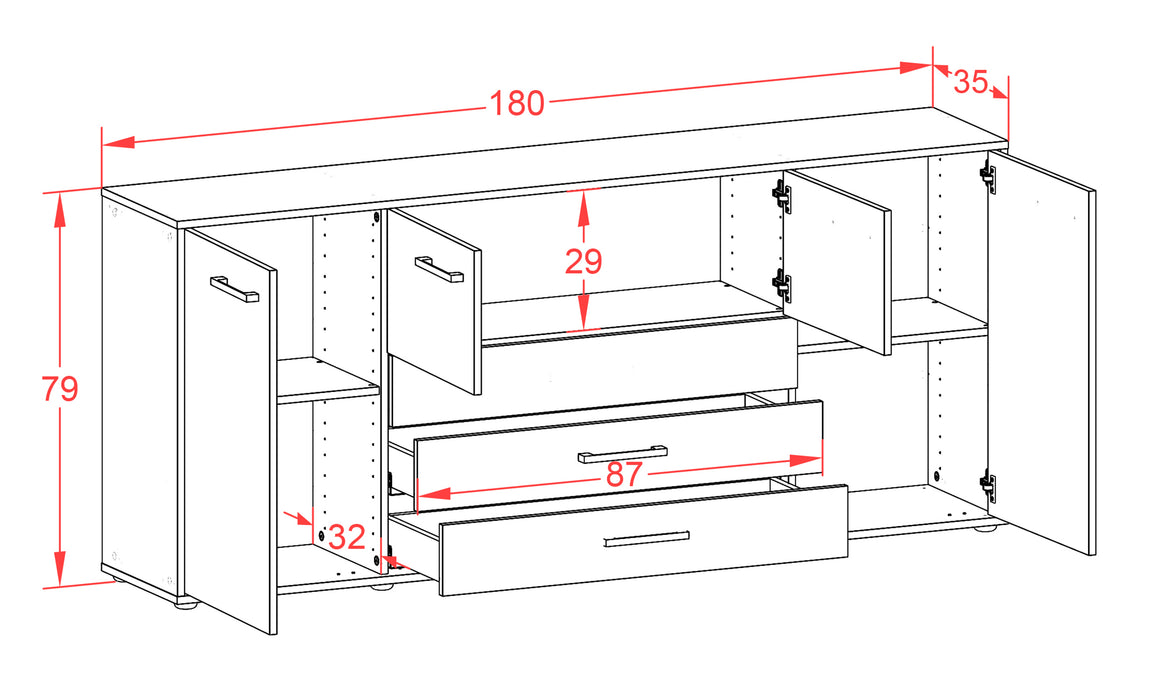 Sideboard Eliana, Beton Maß (180x79x35cm) - Stil.Zeit Möbel GmbH