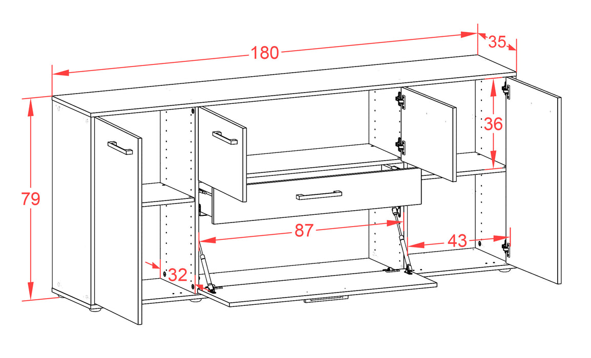 Sideboard Elisa, Beton Maß (180x79x35cm) - Stil.Zeit Möbel GmbH