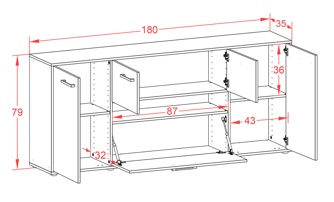 Sideboard Elisabetta, Rost Maß (180x79x35cm) - Stil.Zeit Möbel GmbH