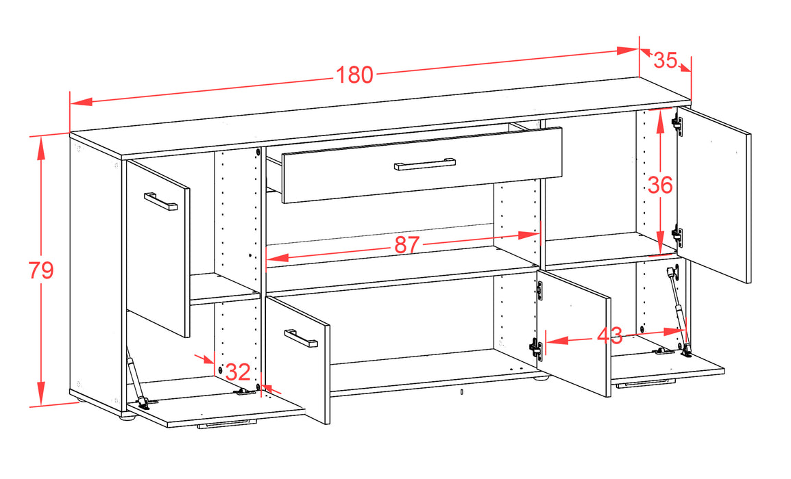 Sideboard ELSA, Rost Maß (180x79x35cm) - Stil.Zeit Möbel GmbH