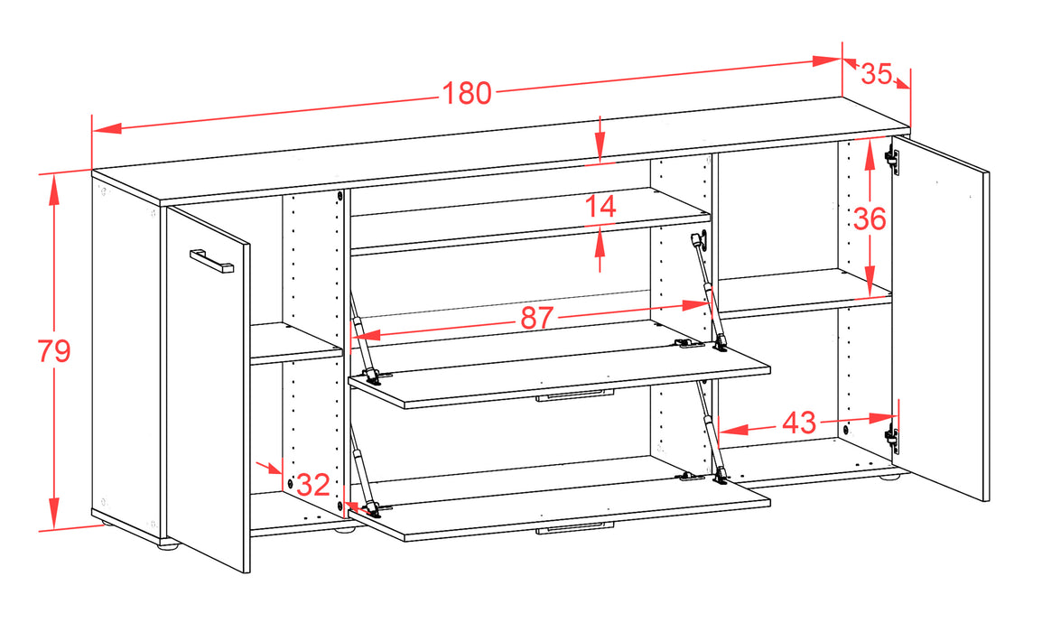 Sideboard Erina, Rost Maß (180x79x35cm) - Stil.Zeit Möbel GmbH