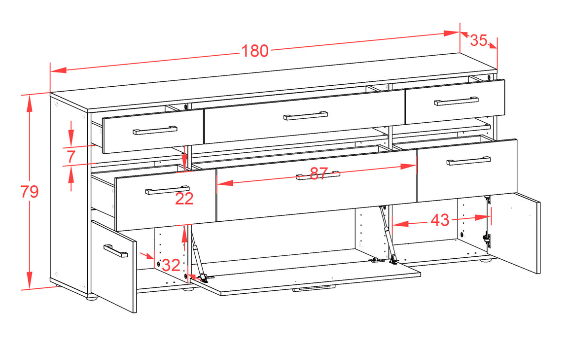 Sideboard Giada, Beton Maß (180x79x35cm) - Stil.Zeit Möbel GmbH