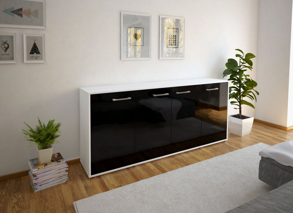 Sideboard Elana, Schwarz Seite (180x79x35cm) - Stil.Zeit Möbel GmbH