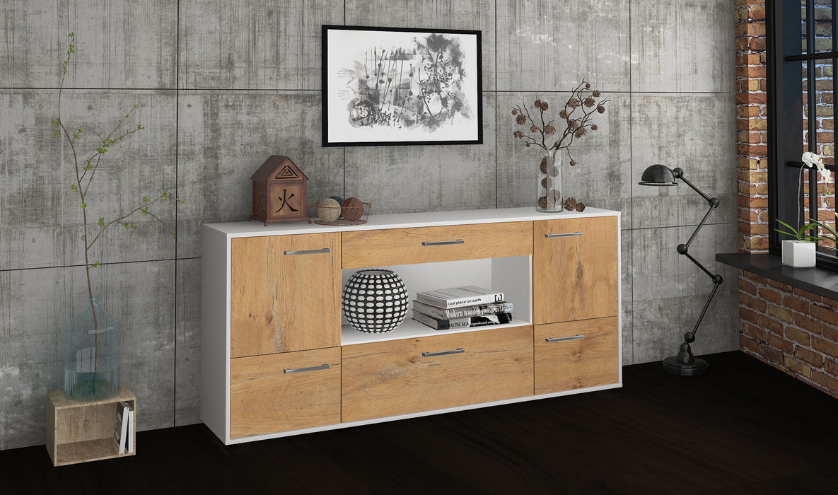 Sideboard Elodie, Eiche Seite (180x79x35cm) - Stil.Zeit Möbel GmbH