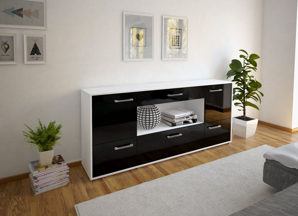 Sideboard Elodie, Schwarz Seite (180x79x35cm) - Stil.Zeit Möbel GmbH