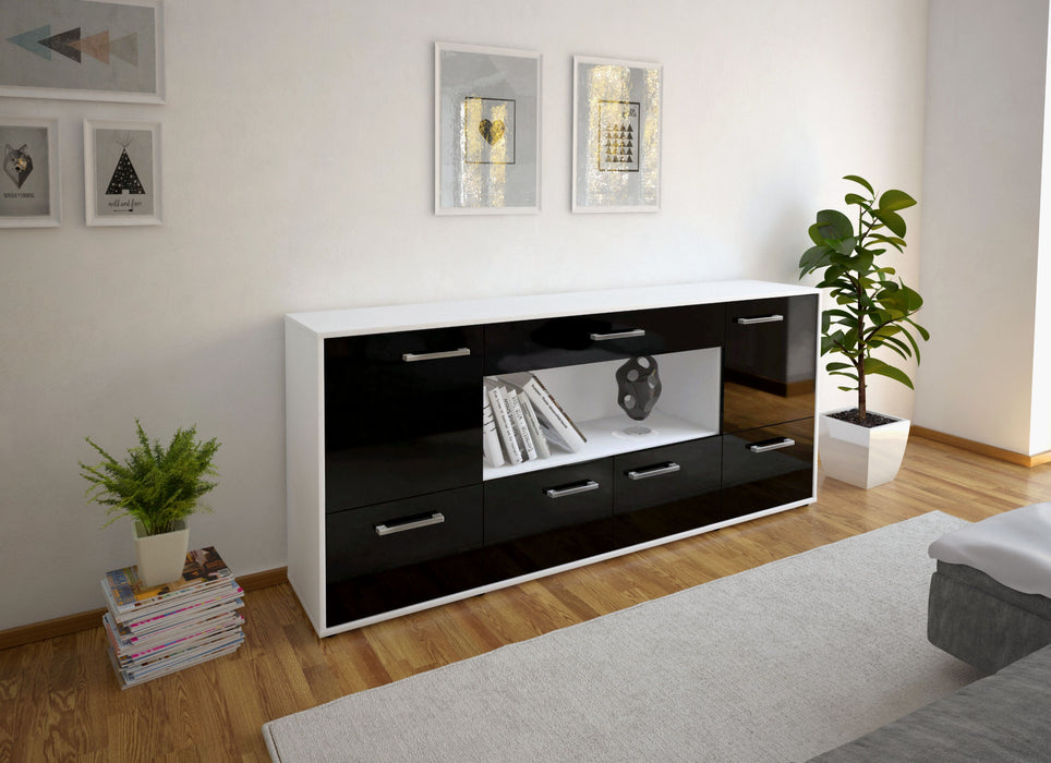 Sideboard ELSA, Schwarz Seite (180x79x35cm) - Stil.Zeit Möbel GmbH