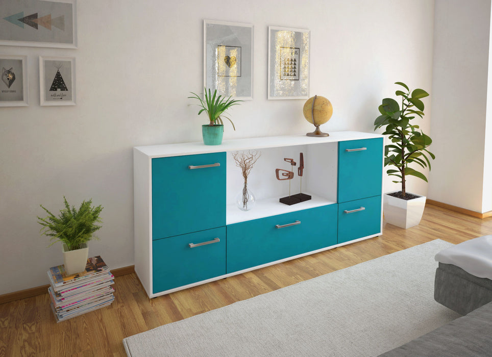 Sideboard Elvezia, Tuerkis Seite (180x79x35cm) - Stil.Zeit Möbel GmbH