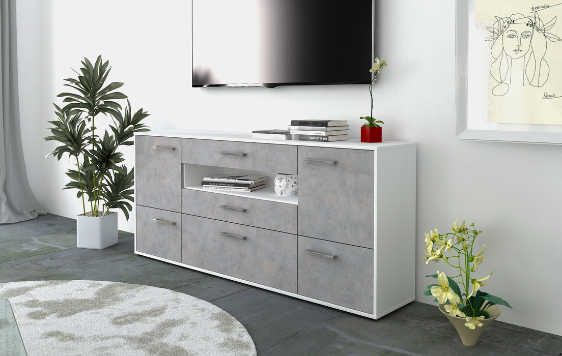 Sideboard Elvira, Beton Seite (180x79x35cm) - Stil.Zeit Möbel GmbH