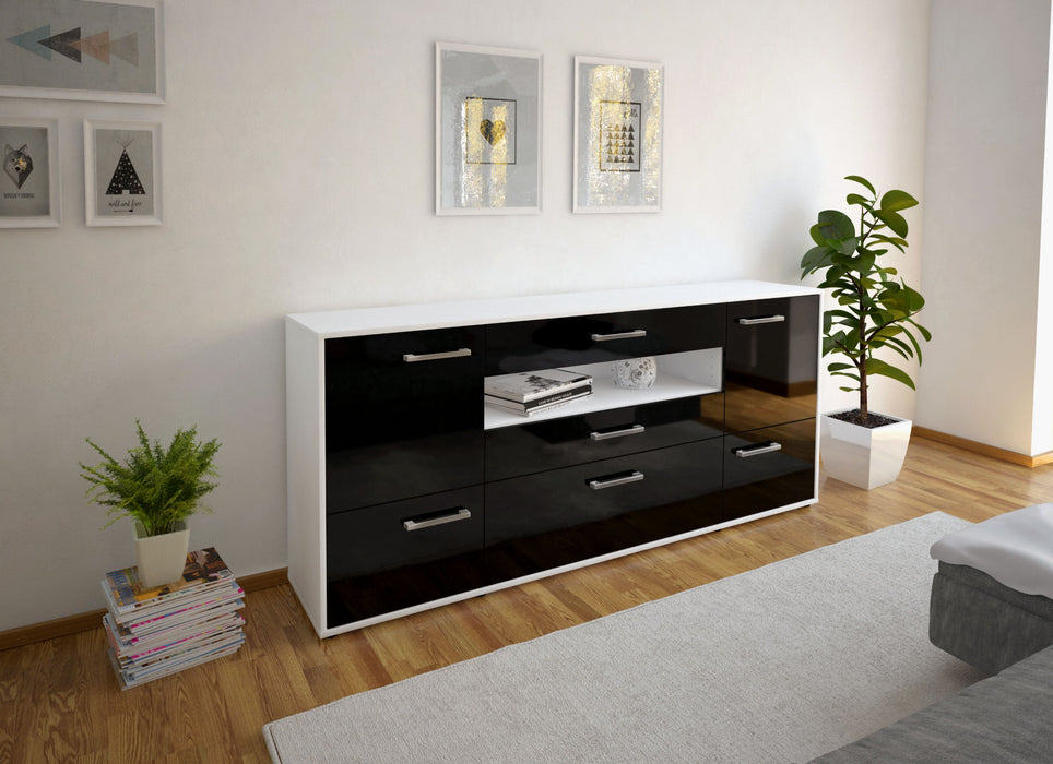 Sideboard Elvira, Schwarz Seite (180x79x35cm) - Stil.Zeit Möbel GmbH