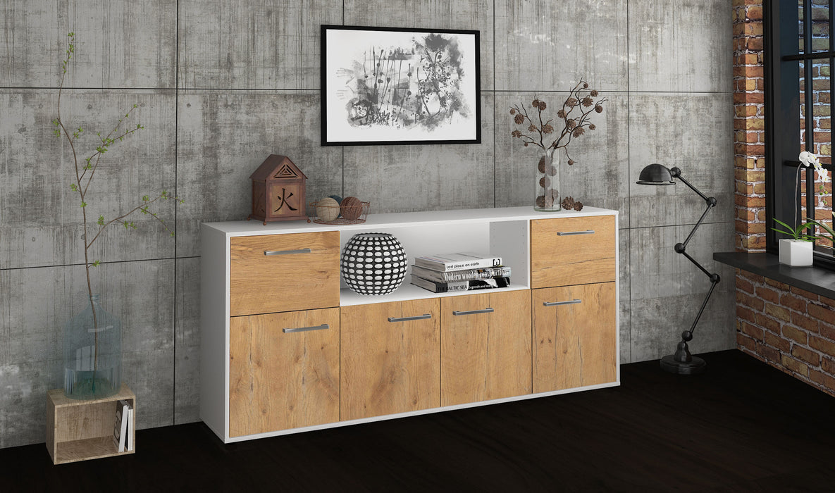 Sideboard Ermentrude, Eiche Seite (180x79x35cm) - Stil.Zeit Möbel GmbH