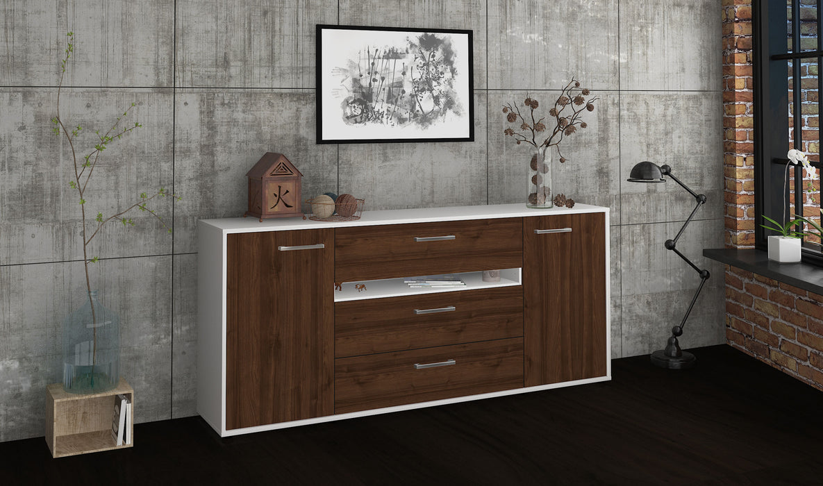 Sideboard Fernanda, Walnuss Seite (180x79x35cm) - Stil.Zeit Möbel GmbH