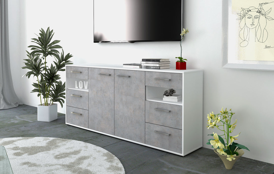 Sideboard Francesca, Beton Seite (180x79x35cm) - Stil.Zeit Möbel GmbH